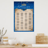 Alfabetische Royal Blue- en Gold-Rozen Poster (Keuken)