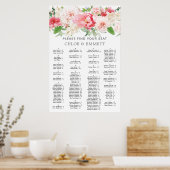 Alfabetische roze roze kalender poster (Keuken)