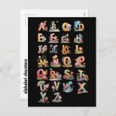 alfabetische tekens feestdagenkaart (Voorkant / Achterkant)