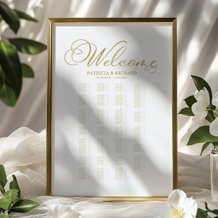 Alfabetische trouwzaalstoelenkaart Gouden Folie Poster