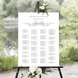 Alfabetische volgorde Sage Green Wedding Seating Poster