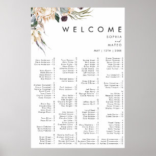 Alfabetische witte flora poster