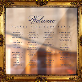 Alfabetische Zitenkaart Transparante Blauw Manuscr Raamsticker