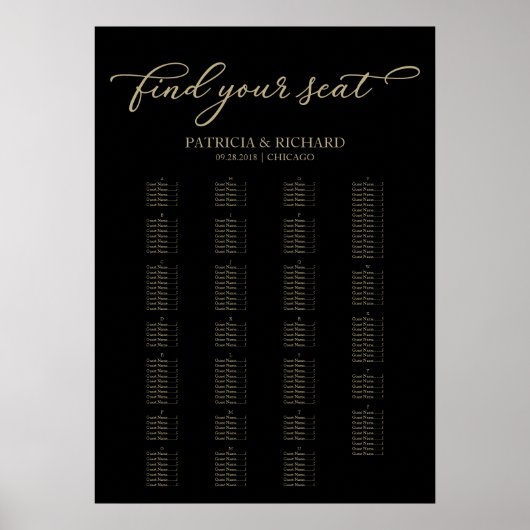 Alfabetische Zitkast Elegant Gold Black Poster (Voorkant)