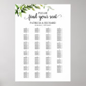 Alfabetische zitplaats Elegant Greenery Poster (Voorkant)