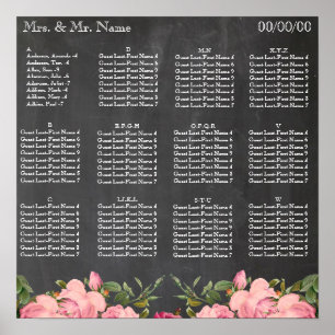 Alfabetische zitplaats poster