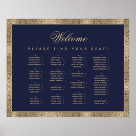 Alfabetische zitplaatsindeling Navy Blauwe Gouden  Poster