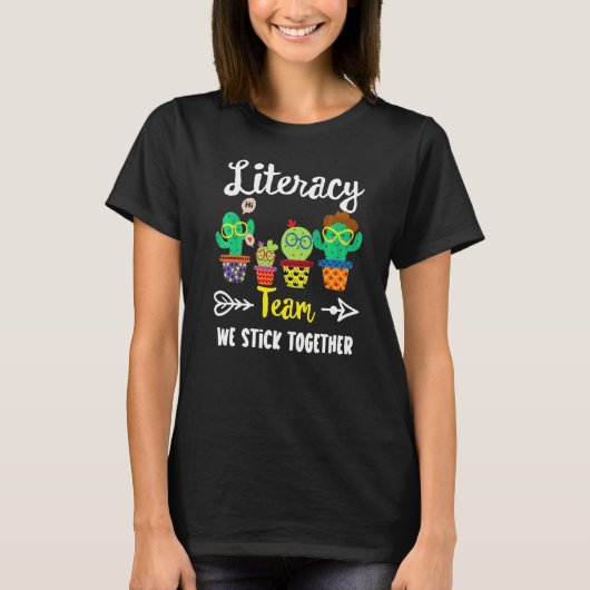 Alfabetiseringsteam School Cactus Crew Literacy Do T-shirt (Voorkant)