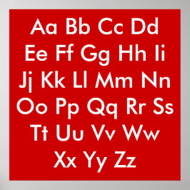 Alfabetkaart Rood en Wit Poster