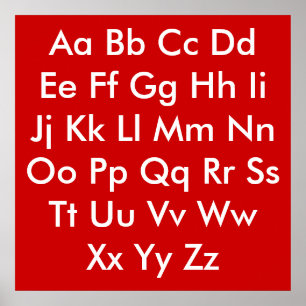 Alfabetkaart Rood en Wit Poster
