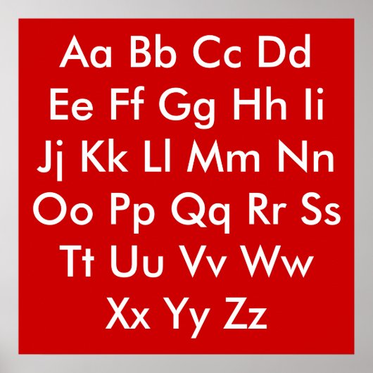 Alfabetkaart Rood en Wit Poster (Voorkant)