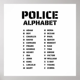 Alfabetkaart voor politie en wetshandhaving poster