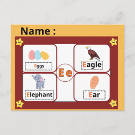Alfabetletter E-flitskaart voor kinderen leren  Briefkaart