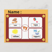 Alfabetletter Y-flashcard voor kinderen voor educa