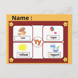 Alfabetletter Y-flashcard voor kinderen voor educa Briefkaart
