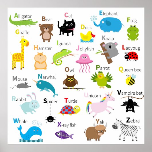 Alfabetletters voor dieren poster (Voorkant)