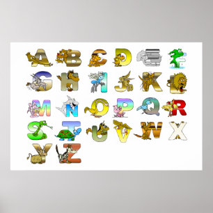 Alfabetletters voor dieren poster