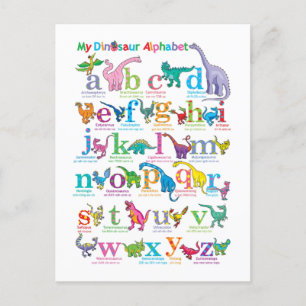 Alfabetlijst van dinosaurussen briefkaart