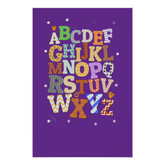 Alfabetposter voor de kinderkamer Glanzende poster