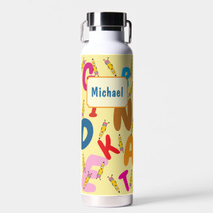 Alfabetpret met speelse potloden waterfles