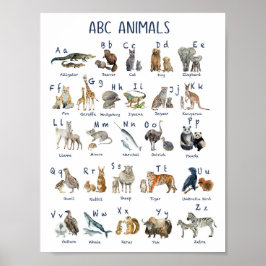 Alfabets dieren terug naar schooldag poster