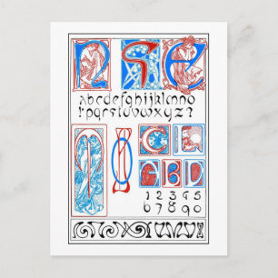 Alfabets of Art Nouveau Style, Mucha Briefkaart