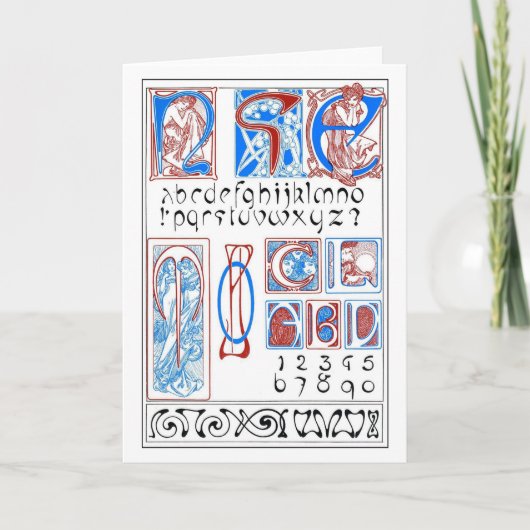 Alfabets of Art Nouveau Style, Mucha Kaart (Voorkant)