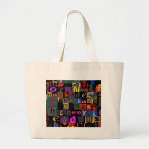 Alfabetsoep, mozaïek letters ontwerp, leuk kleurri grote tote bag