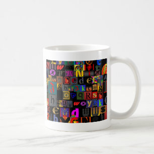 Alfabetsoep, mozaïek letters ontwerp, leuk kleurri koffiemok