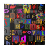 Alfabetsoep, mozaïek letters ontwerp, leuk kleurri tegeltje (Voorkant)