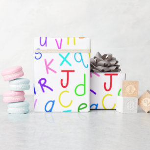Alfabetsoep (op wit) cadeaupapier