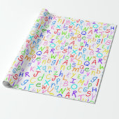 Alfabetsoep (op wit) cadeaupapier (Uitgerold)