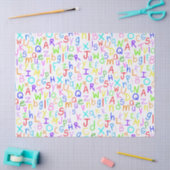 Alfabetsoep (op wit) tissuepapier (Craft)