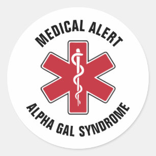 Alfagal-syndroom Medisch waarschuwingssymbool Ronde Sticker