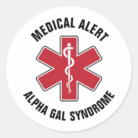 Alfagal-syndroom Medisch waarschuwingssymbool Ronde Sticker (Voorkant)