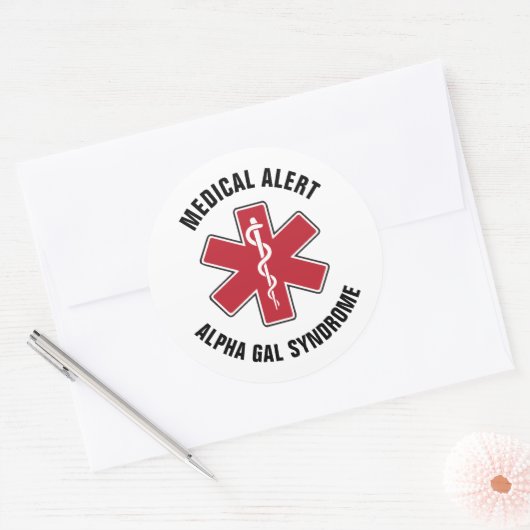 Alfagal-syndroom Medisch waarschuwingssymbool Ronde Sticker (Envelop)