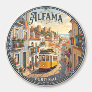 Alfama District Portugal Ronde Sticker