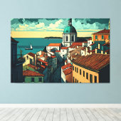 Alfama, het oudste district van Lissabon, Portugal Canvas Afdruk (Insitu (Houten vloer))