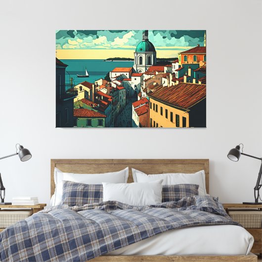 Alfama, het oudste district van Lissabon, Portugal Canvas Afdruk (Insitu (Slaapkamer))