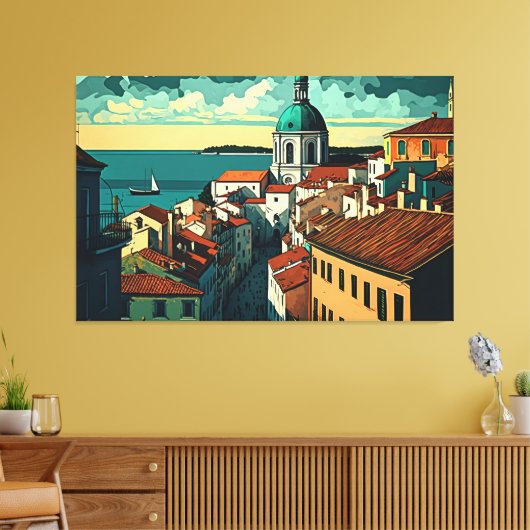 Alfama, het oudste district van Lissabon, Portugal Canvas Afdruk (Insitu (Woonkamer))