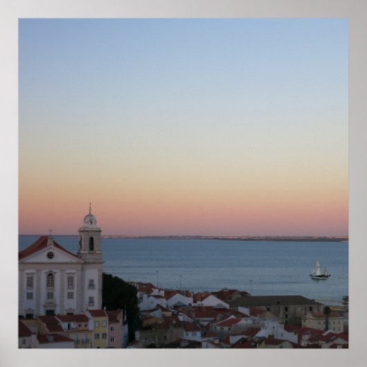 Alfama Sunset Lissabon Portugal Foto Poster (Voorkant)