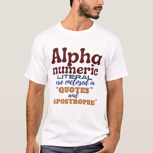 Alfanumerieke Letterlijke in Cobol Programming T-shirt (Voorkant)