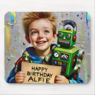 ALFIE ~ En zijn ROBOT ~ Mousepad Muismat