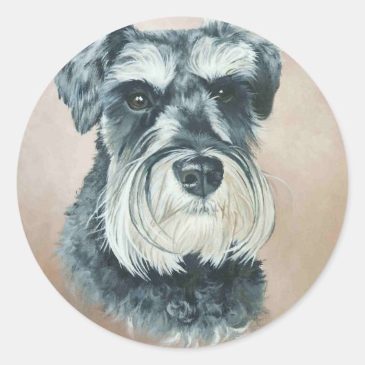 Alfie - miniatuur schnauzer ronde sticker (Voorkant)
