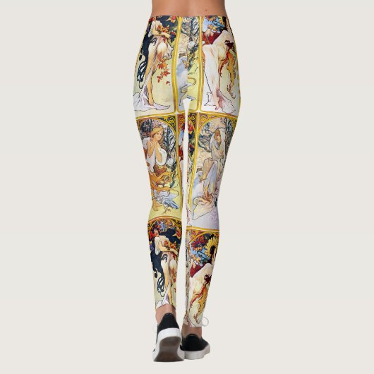 Alfons Mucha 1895 De vier seizoenen Leggings (Achterkant)