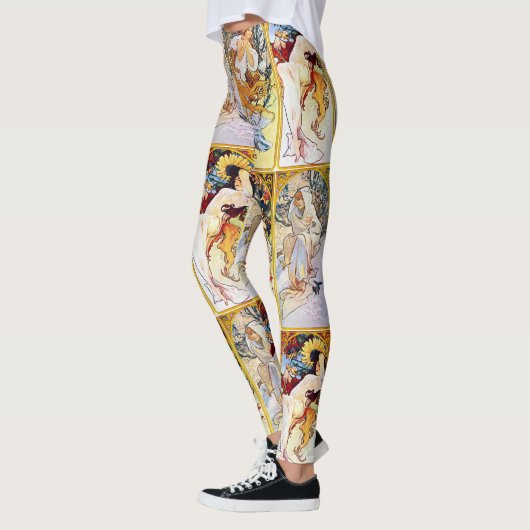 Alfons Mucha 1895 De vier seizoenen Leggings (Links)