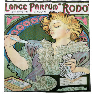 Alfons Mucha 1896 Lance Parfum Rodo Douchegordijn