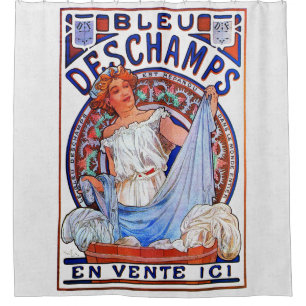 Alfons Mucha 1897 Bleu Deschamps Douchegordijn