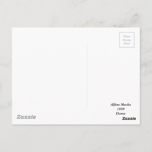 Alfons Mucha 1898 Dance Briefkaart (Achterkant)