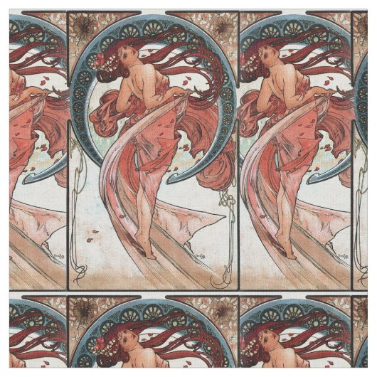 Alfons Mucha 1898 Dance Stof (Close Up)